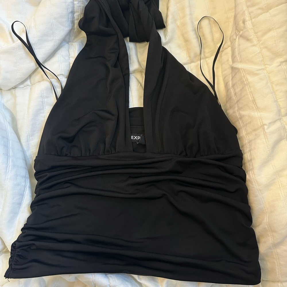 Women's Black Halter Swim Top